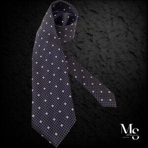 BEN SHERMAN Gray Houndstooth Baseball Ball Silk Tie W: 3.25" EX COND